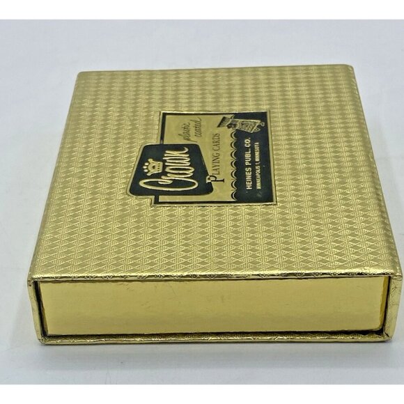 Vintage Crown Plastic Coated Playing Cards Double Deck Floral W/ Case Retro USA - Picture 9 of 16